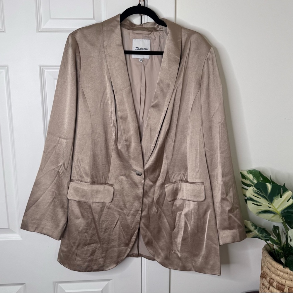 Madewell Champagne Satin Blazer Jacket - Picture 2 of 6
